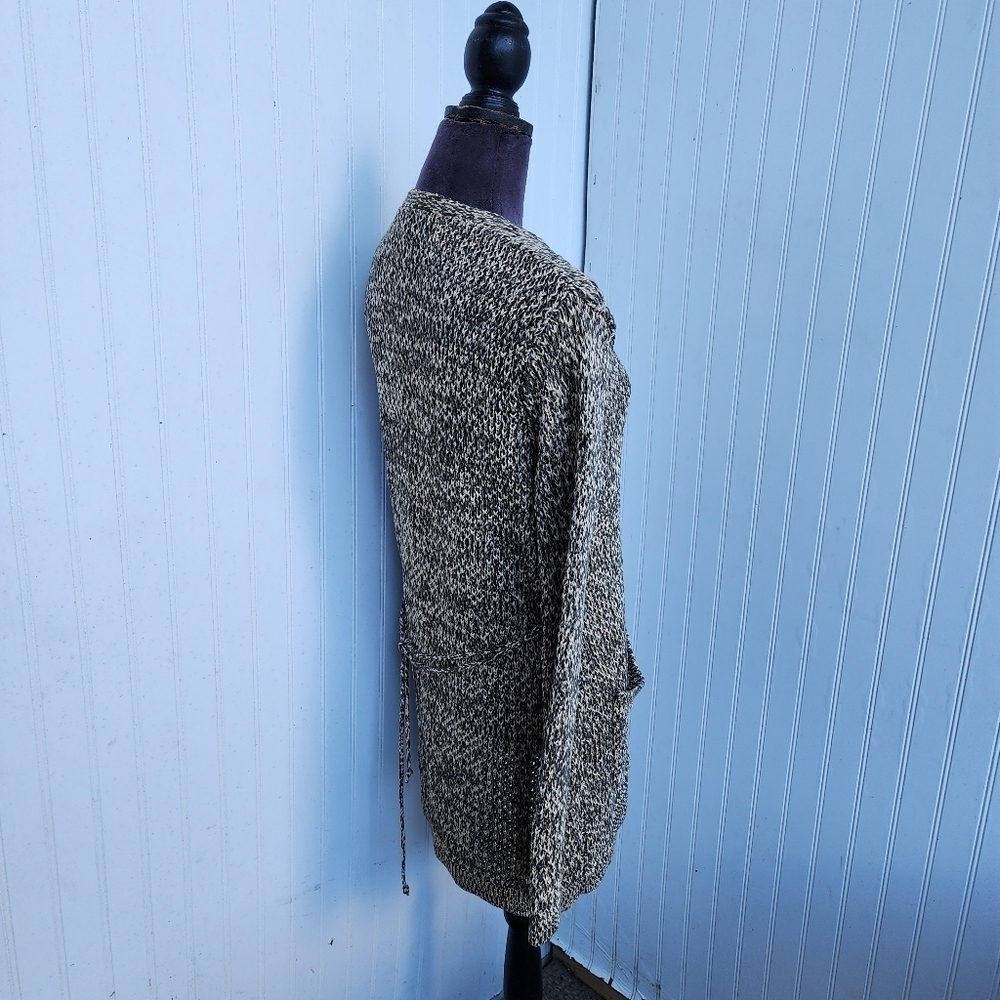JONES NEW YORK Mercerized Cotton Olive Green Beige Sweater Chunky Cardigan Top M - Picture 6 of 14